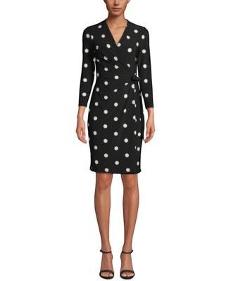 NWT Anne Klein Plus Size 2XL Faux Wrap Dress Blue Jay Midi Stretch