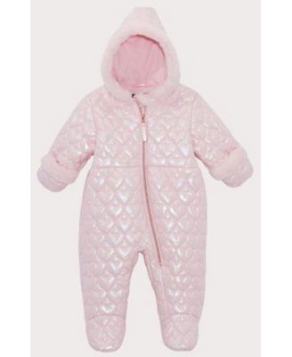 Rothschild Baby Girls Blush Heart-Quilted Pram Suit