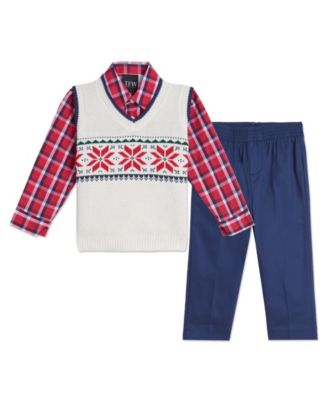 TFW Baby Boys Snowflake Sweater Vest Pant Set. Off White 12 months