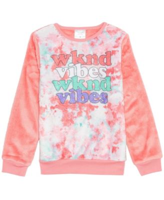 Hybrid Apparel Girls Weekend Vibes Fuzzy Tie Dye Top