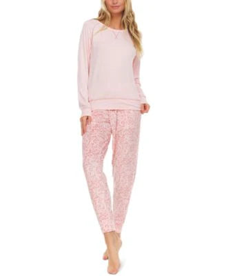 Flora by Flora Nikrooz Audrey Solid Knit Top with Printed Velour Pajama Pants