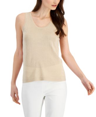 Anne Klein Womens Metallic Knit Sweater top. Gold