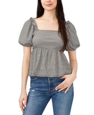 Riley Rae Riley Rae Check-Print Peplum Rich Black