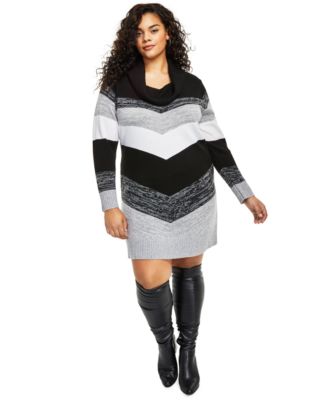 BCX Juniors Plus Size Color blocked Sweater Dress. Heather Grey 3X