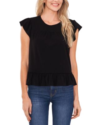 Tricot à empiècement froncé pour femme, noir riche