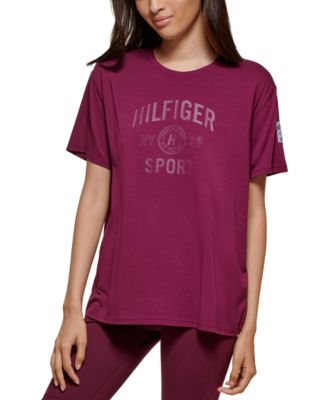 Tommy Hilfiger Womens Active Varsity Graphic T-Shirt. White medium