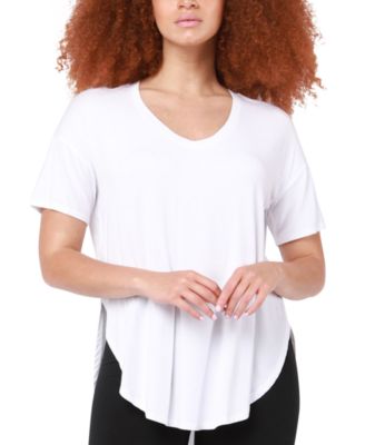 T-shirt à ourlet arrondi pour femme avec bande
