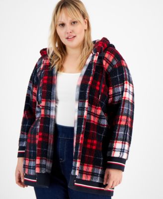 Tommy Hilfiger Plus Size Hooded Sherpa Jacket 0X