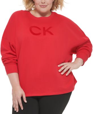 T-shirt français Calvin Klein grande taille en velours avec logo