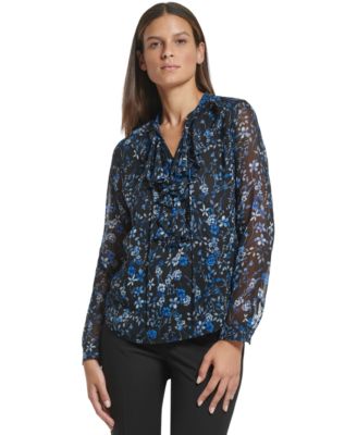 Tommy Hilfiger Womens Floral-Print Blouse