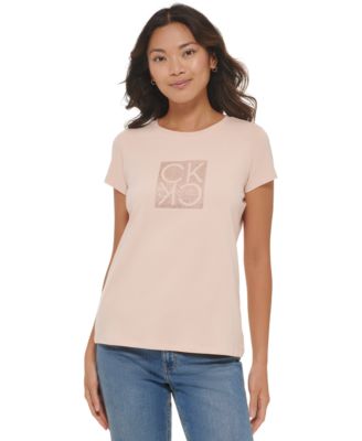 Calvin Klein T-shirt à manches courtes pour femme aubergine avec strass