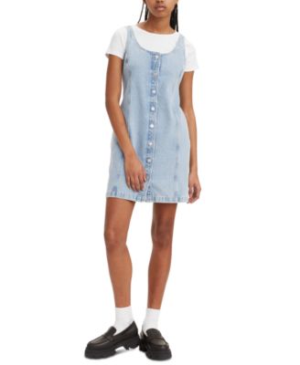Levis Womens Tuli Denim Mini Dress Black Jumpsuit Small