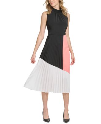 KARL LAGERFELD PARIS Womens Color blocked Mock-Neck Dress