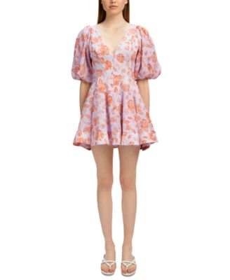 Bardot Womens Short Sleeve Mini Dres Lilac Melon Floral 2