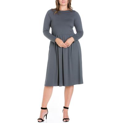 Robe midi ajustée et évasée grande taille pour femme 24seven