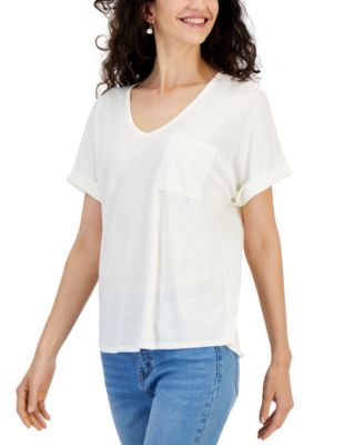 Hippie Rose Juniors V-Neck Pocket Short-S Western Tan XL