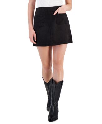 Rewash Juniors Faux-Suede A-Line Mini skirt Cool Taupe Medium