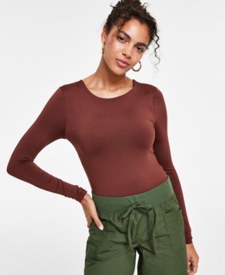 Crave Fame Juniors Crewneck Long-Sleeve Rose Berry Small