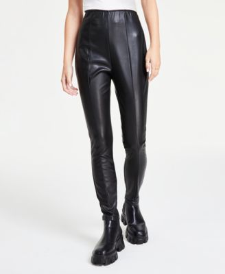 Tinseltown Juniors Faux Leather High-Rise Skinny Pants Black Medium
