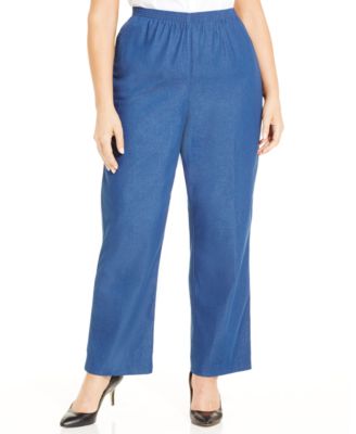 Alfred Dunner Plus Size Classic Denim Pull-on Straight-Leg Average Length Pants - Denim