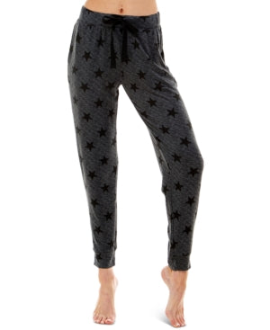 Roudelain Womens Whisperluxe Printed Jogger Pajama Bottoms Gray