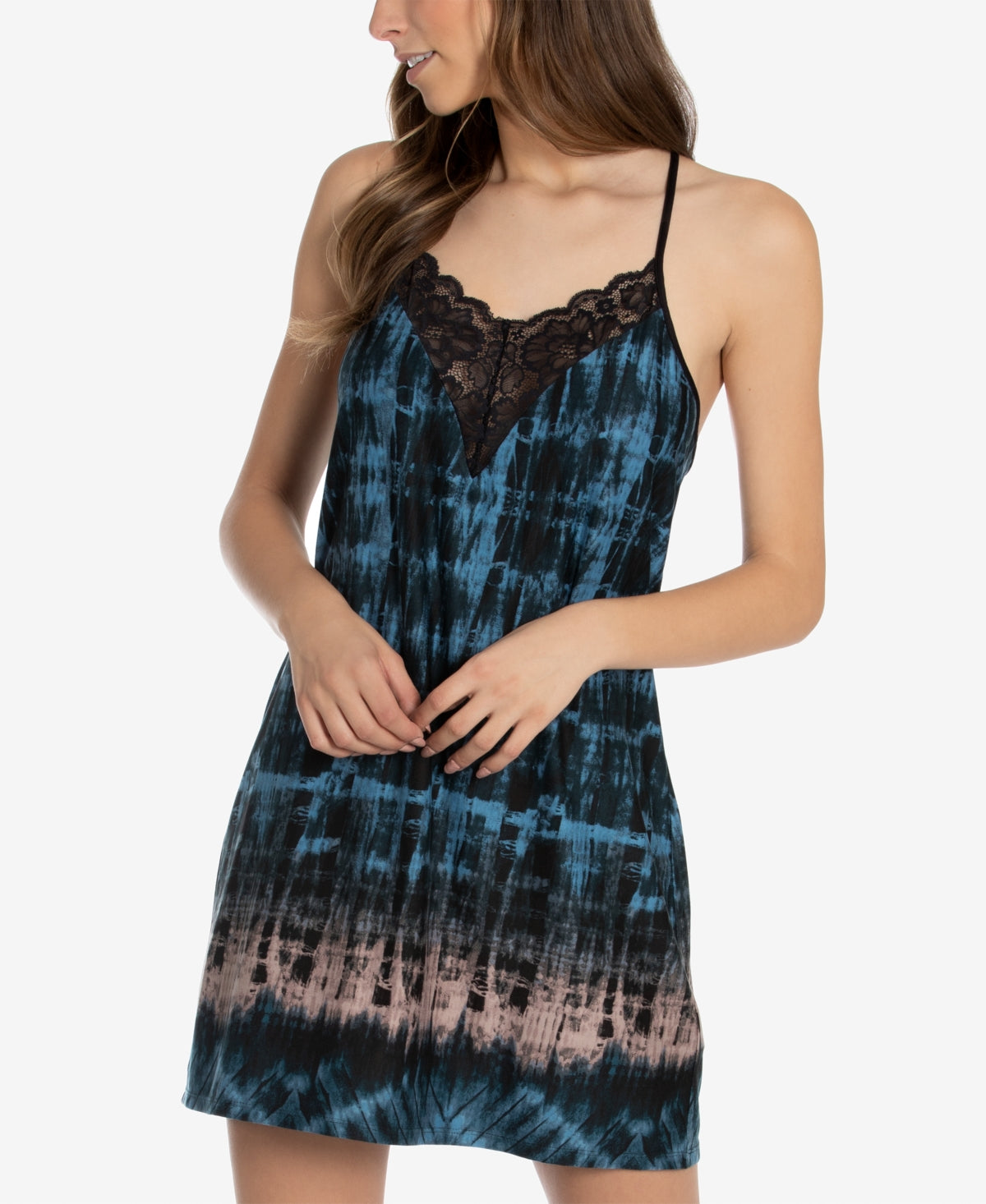 Chemise de nuit tie-dye Linea Donatella Orchidée turquoise