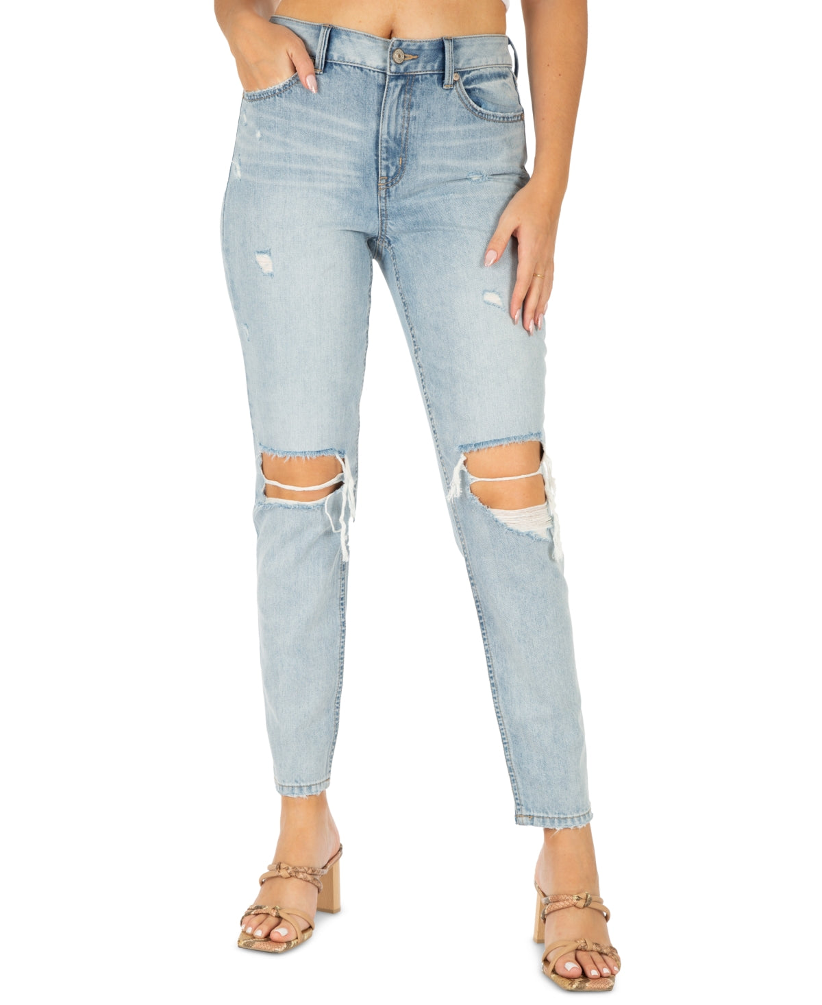 Rewash Juniors High-Rise Mom Jeans Blue Wash 11