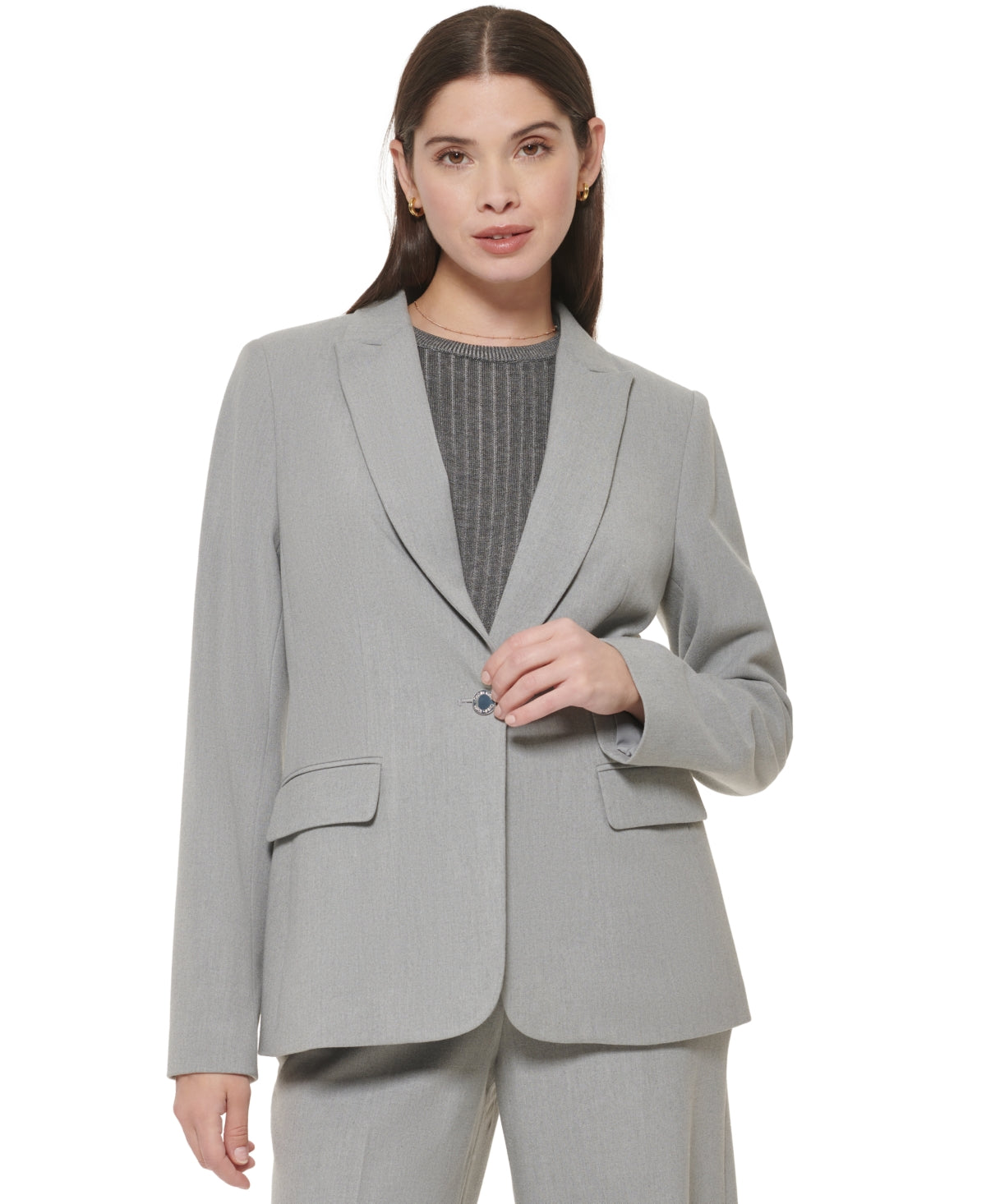 Calvin Klein Women's One Button Blazer. Gray size 14