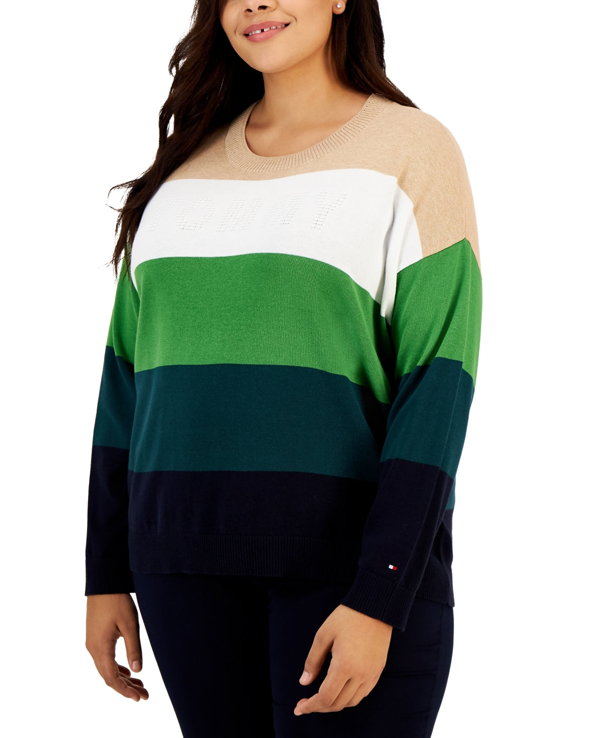 Tommy Hilfiger Plus Size Striped Bubble Sweater