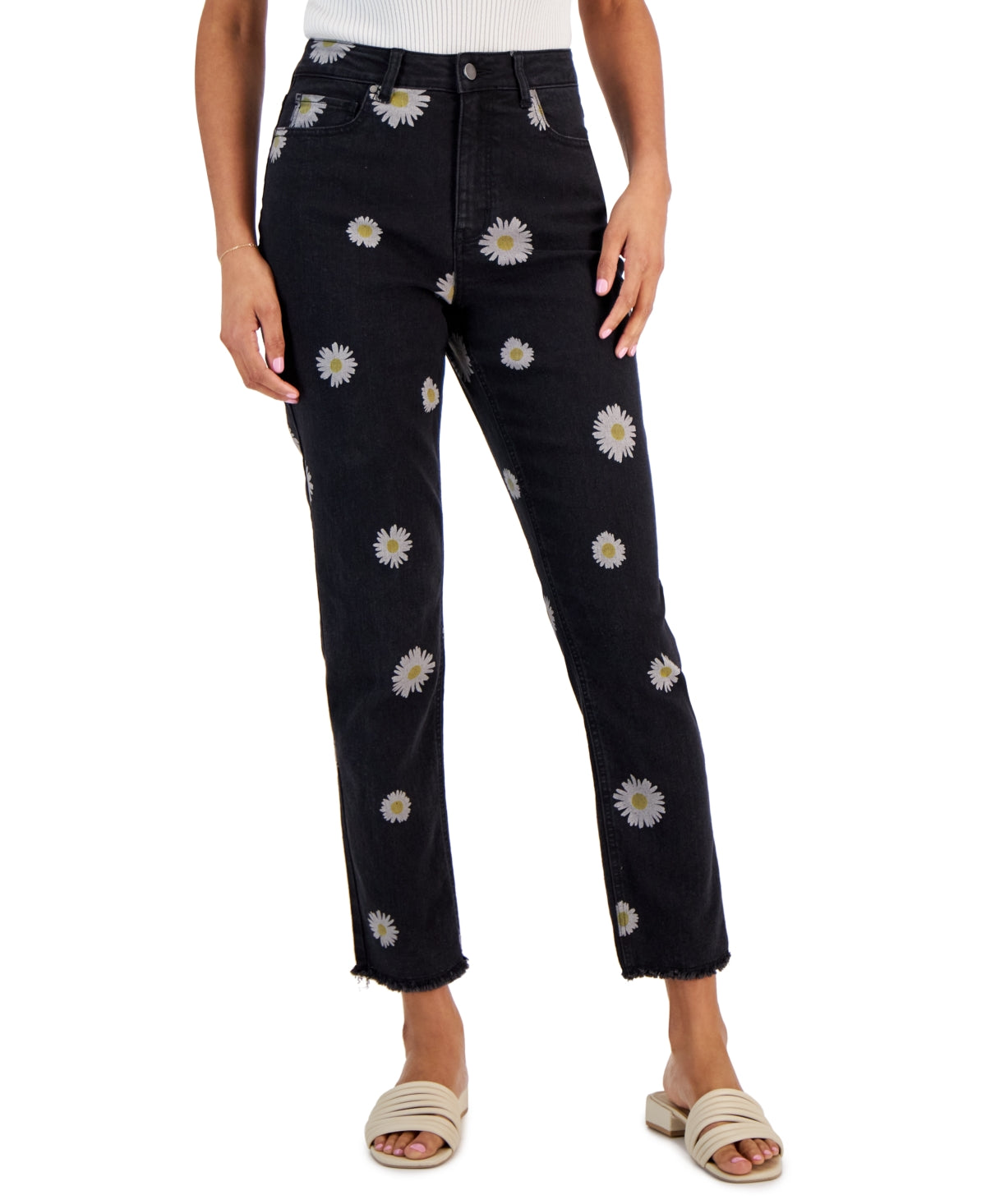 Tinseltown Juniors Relaxed Skinny Frayed Jeans. Black Anti size 1