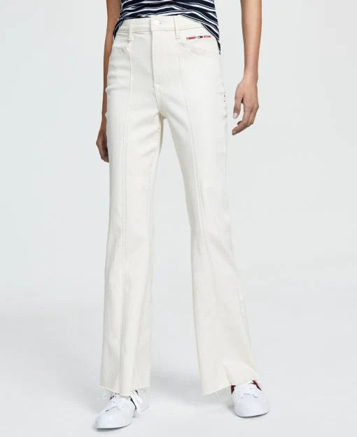 Tommy Jeans Womens High-Rise Flare-Leg Jeans 268- Soft Rinse-White 29
