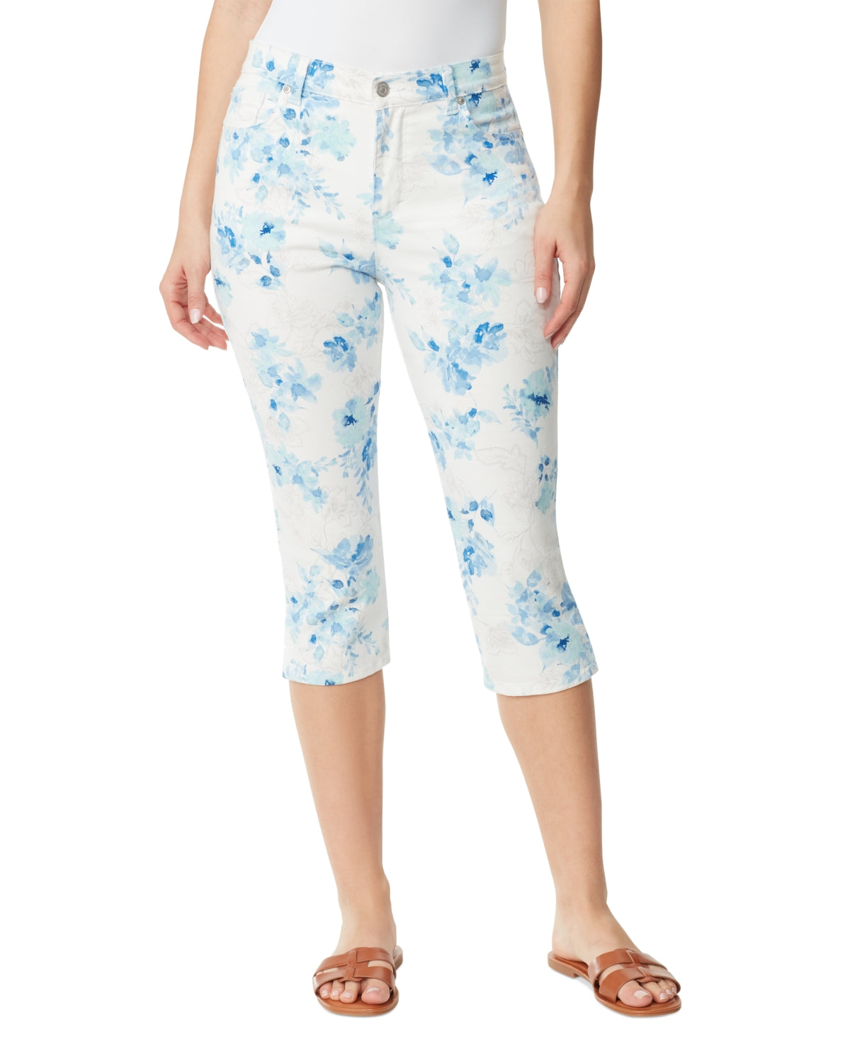 Amanda Womens High Rise Light Wash Capri Jeans