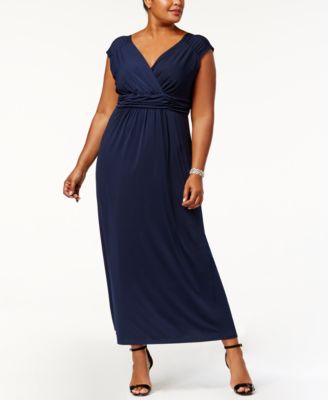 Robe froncée sans manches grande taille bleu nuit