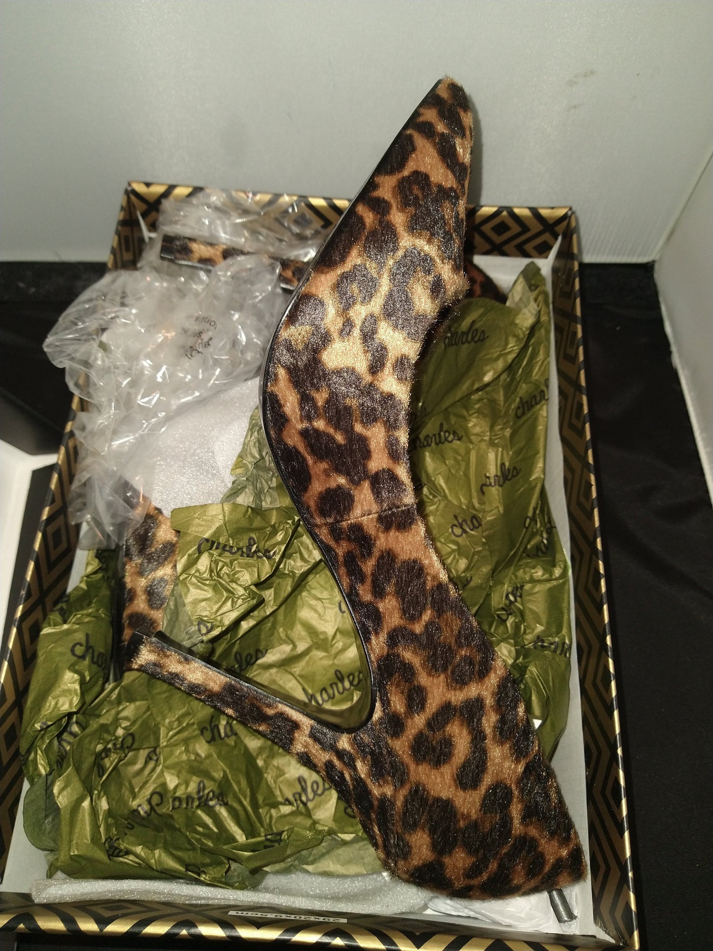 Charles by Charles David Womens Maxx Faux Fur Animal Print Pointed Toe Heels