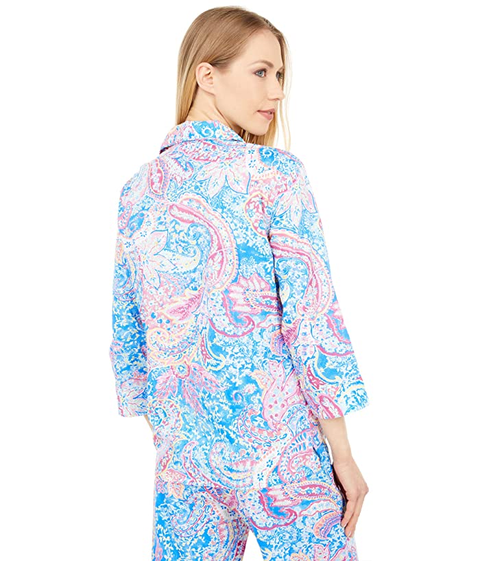 LAUREN Ralph Lauren 3/4 Sleeve Notch Collar Long Pants PJ Set Women's Pajama Sets