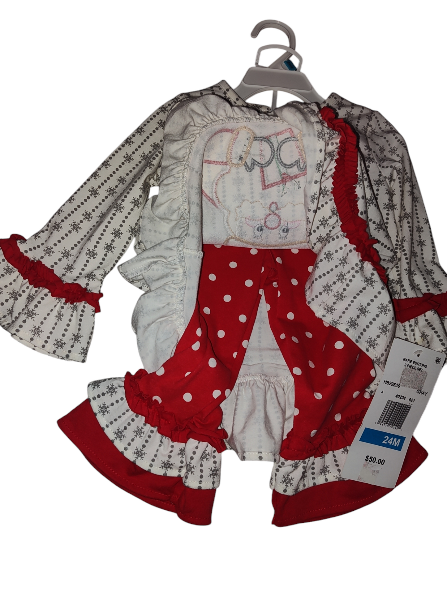 Rare Editions Baby Girls Santa Legging Set Gray 24 months