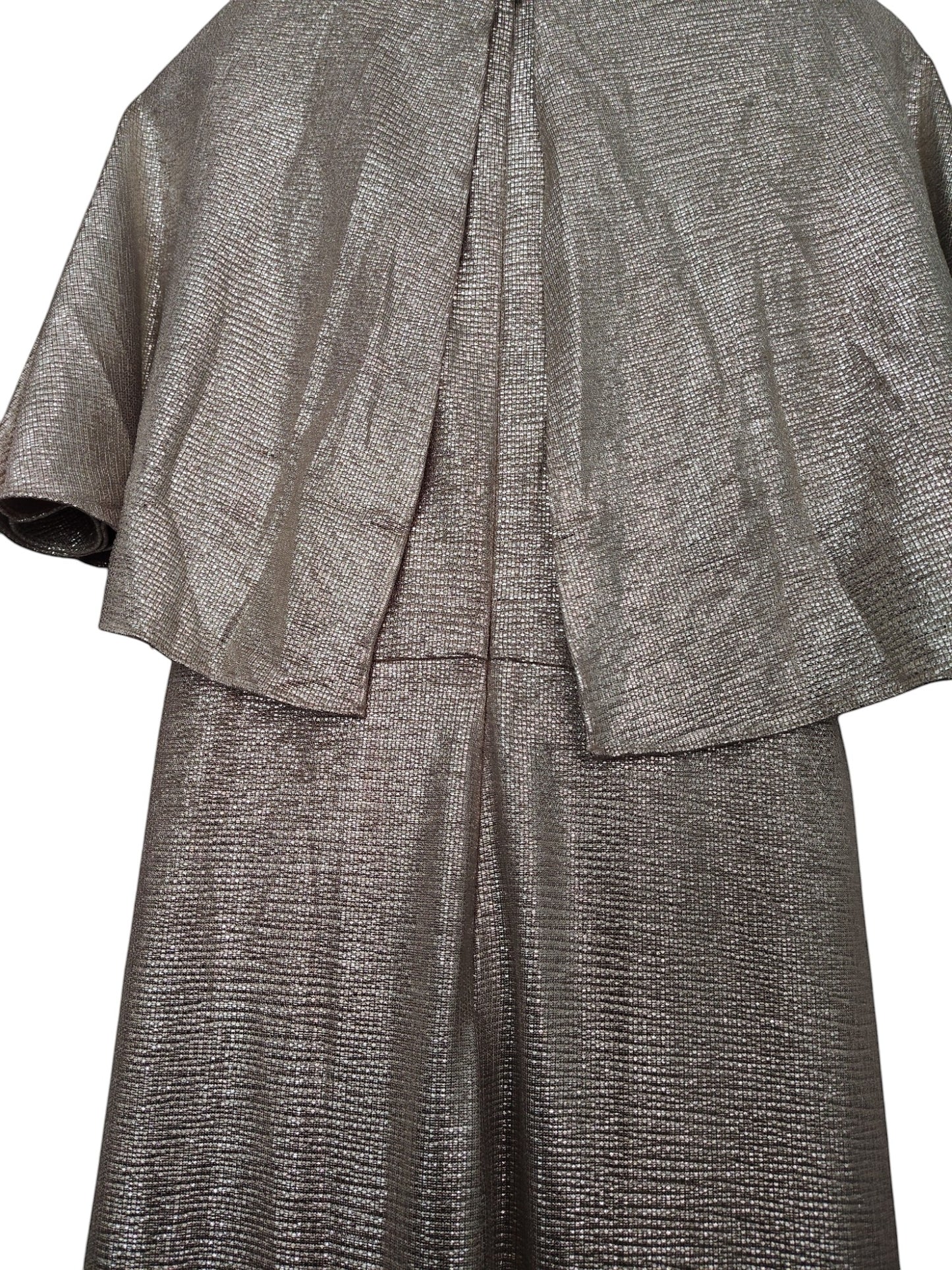 Lauren Ralph Lauren Womens Foil-Print Jersey Cape Dress. Birch Gold 4