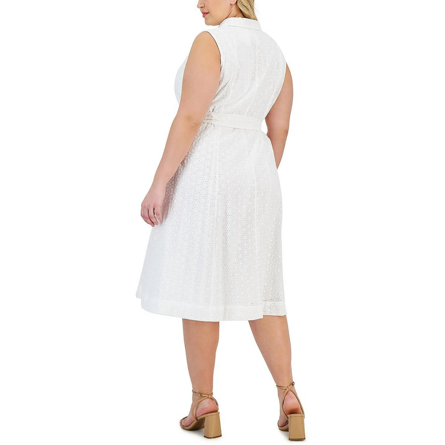 Jupe mi-longue à œillets et taille nouée à la taille grande taille Anne Klein