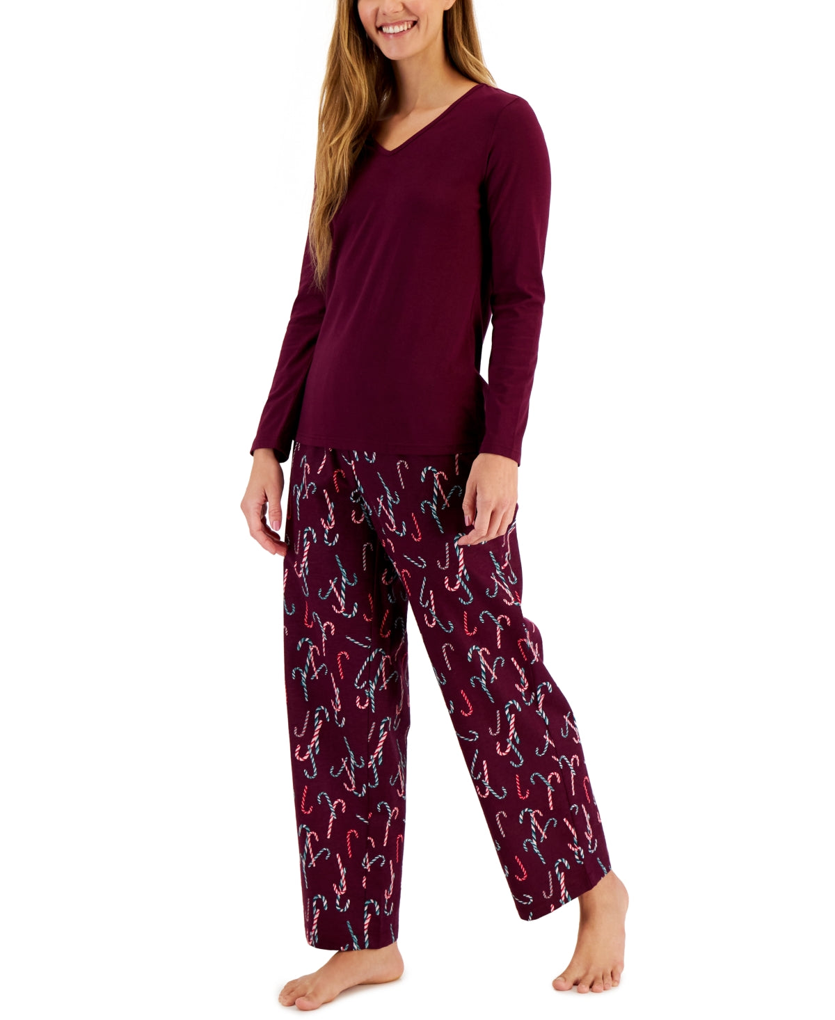 Ensemble pyjama Charter Club avec t-shirt à col en V et pantalon en flanelle