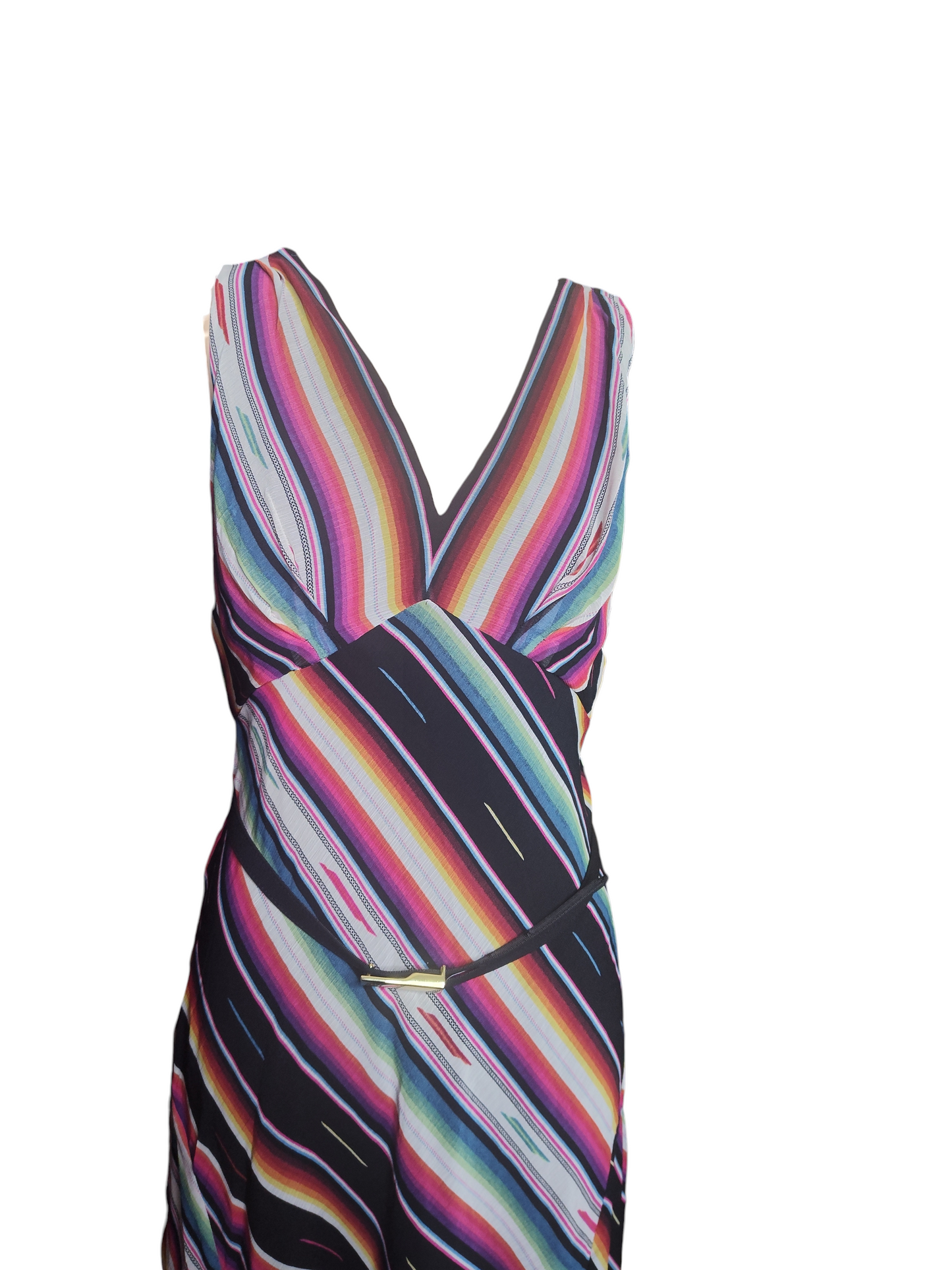 LAUREN Ralph Lauren Crinkle Georgette multicolored striped Dress.
