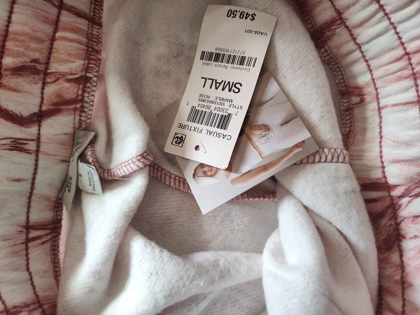 Jenni women's Sleep Jogger pajama lounge Pants Marble Pink -Rose Small