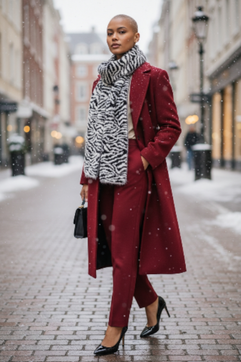 Écharpe en tricot à imprimé animal duveteux