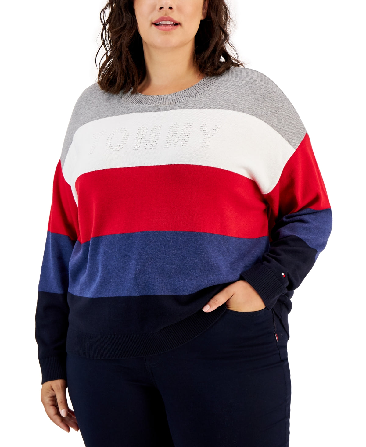 Tommy Hilfiger Plus Size Striped Bubble Sweater