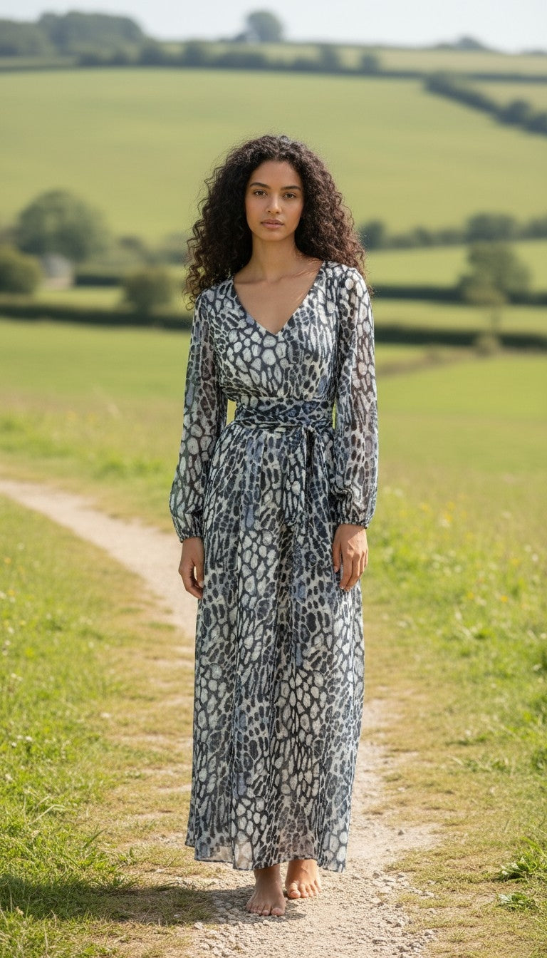 I.N.C. International Concepts Printed Maxi Dress/ Black print