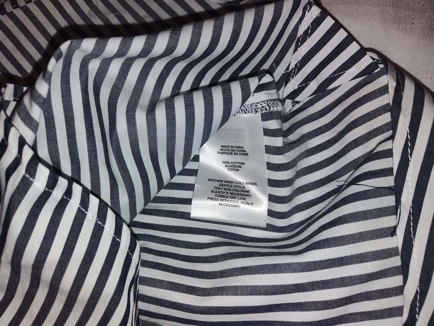 Jones New York Women's Cotton Oversized Striped Button Down Shirt. Navy white Collection