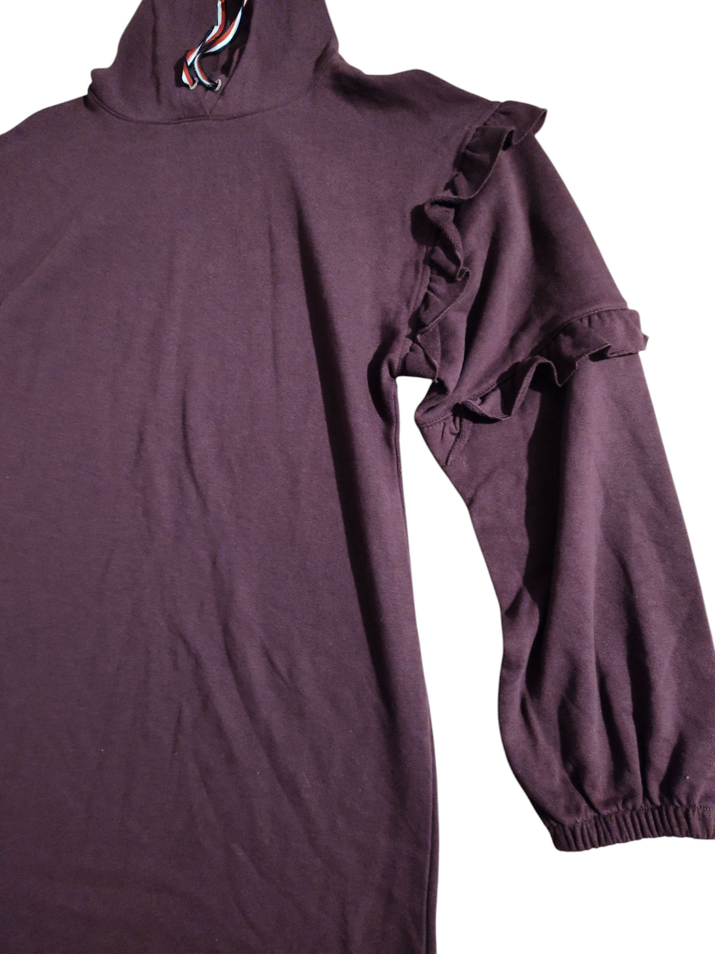 Tommy Jeans Ruffle sleeve sweatshirt dress. Purple. XS.