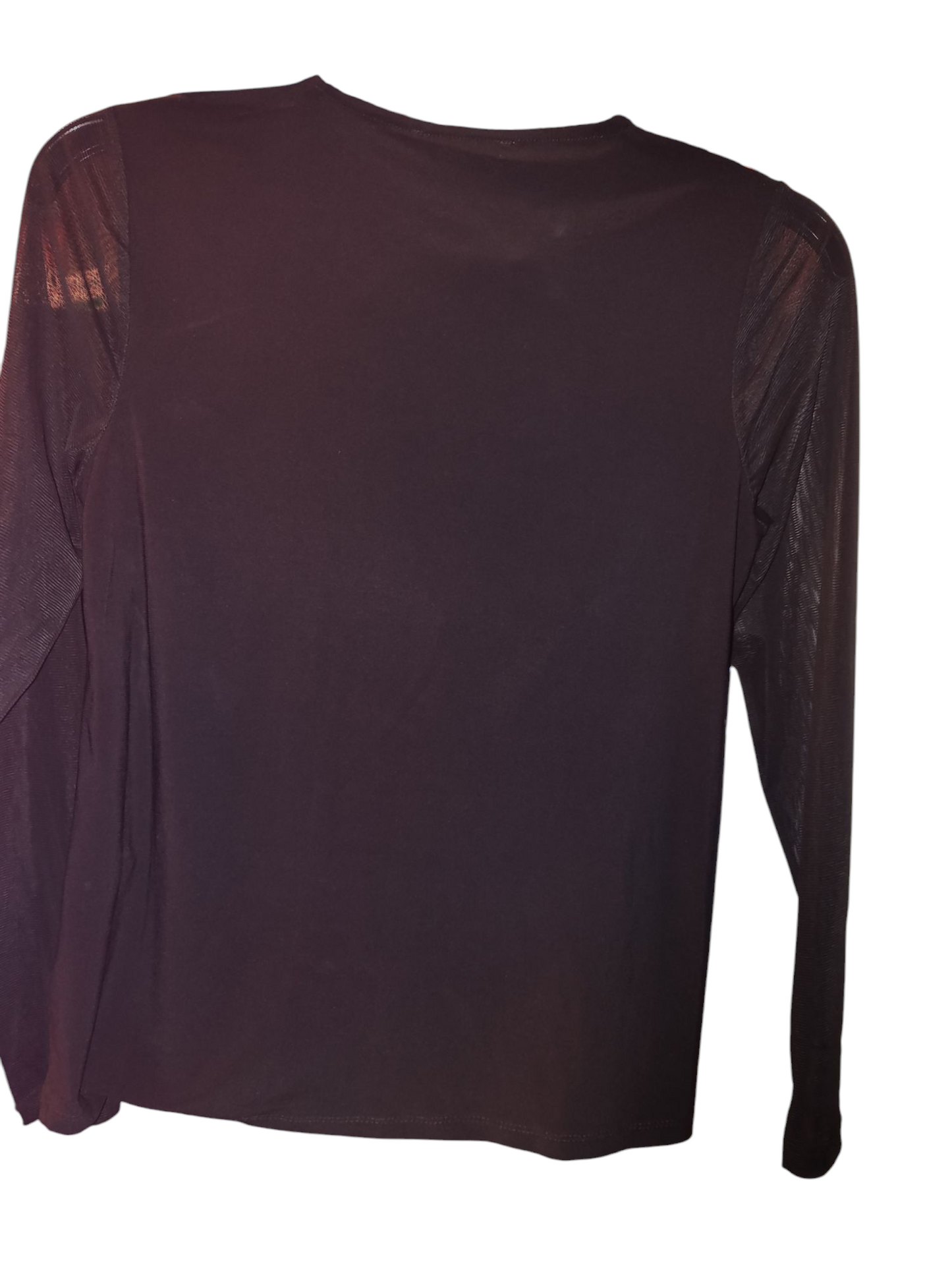 Nine West Womens Twist-Neck Cutout Long sleeve mesh blouse XS black
