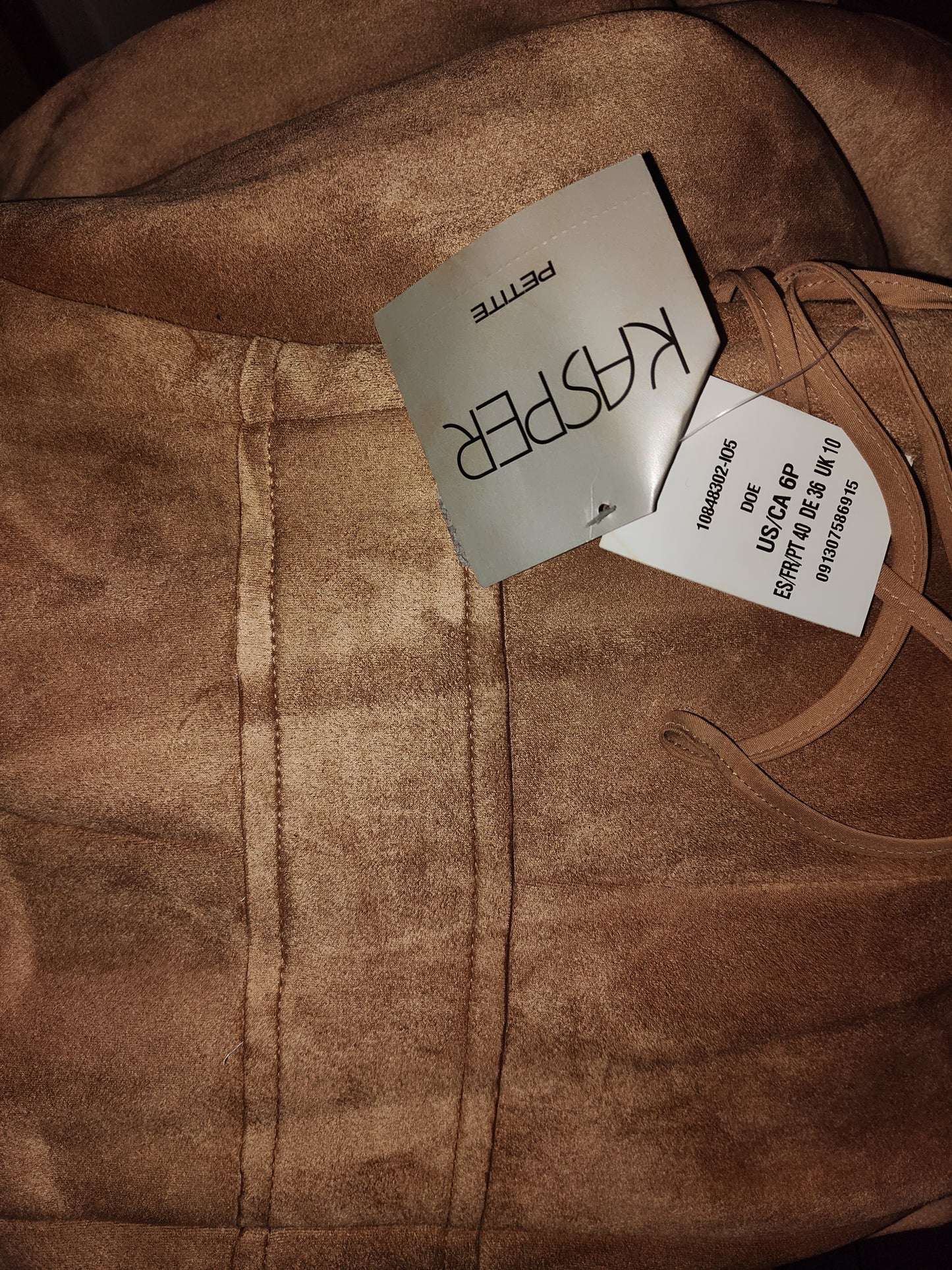 Kasper Petite Faux Suede Sleeveless Sheath Dress - Doe