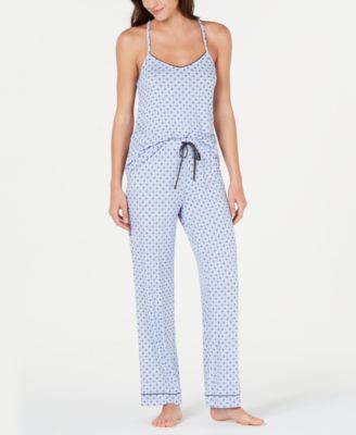 Débardeur et pyjama en tricot imprimé Alfani Classic Black