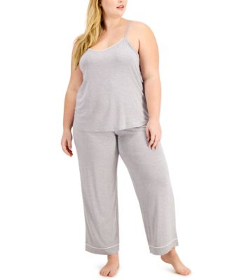 Alfani Plus Size Knit Tank Top Pajama Set . Heather Gray